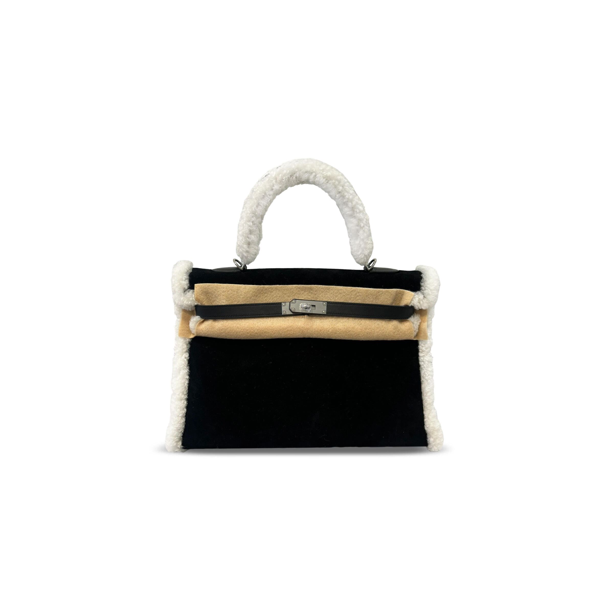 H**me5 kelly 35 teddy shearling palladium hardware (35*24*12cm)